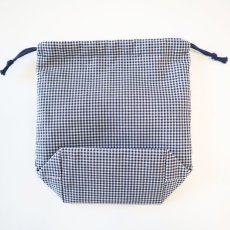 画像6: 紺ギンガムーコップ袋（スモッキング刺繍）1枚  M -14〜15 (6)