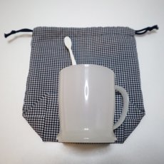 画像5: 紺ギンガムーコップ袋（スモッキング刺繍）1枚  M -14〜15 (5)