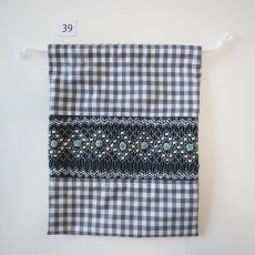 画像2: スモッキング刺繍のミニ巾着 Mサイズ-39 (2)