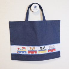 画像1: 78旧商品在庫処分 クロスステッチ刺繍-少し大きめレッスンバッグ (1)